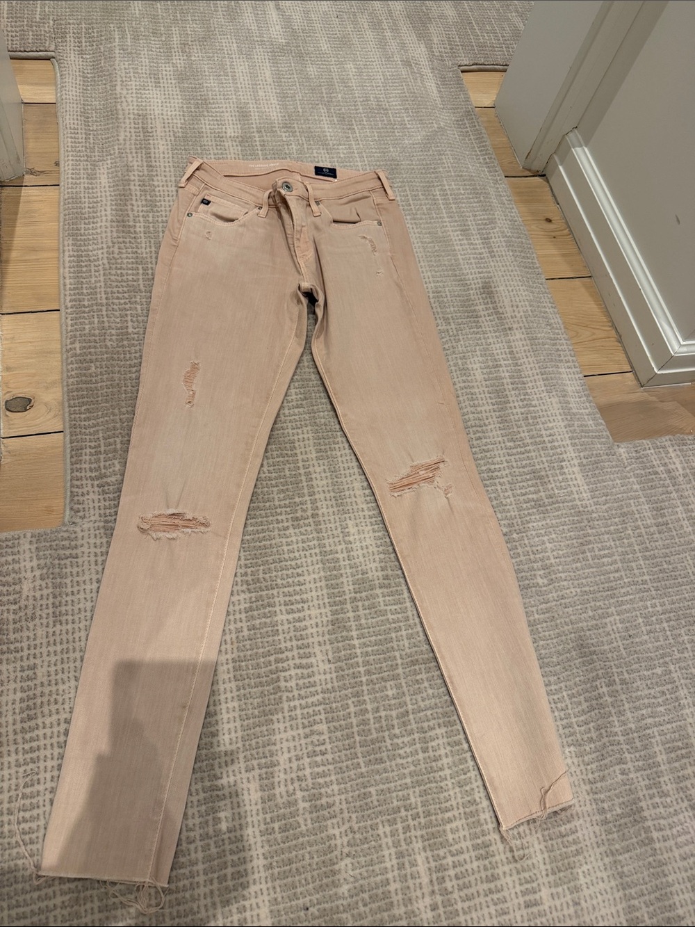 AG Adriano Goldschmied Blush Distressed Skinny Jeans